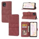 For vivo Y52s Embossed Striped Magnetic Buckle Horizontal Flip Phone Leather Case(Red) - 1