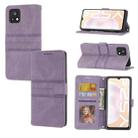 For vivo Y52s Embossed Striped Magnetic Buckle Horizontal Flip Phone Leather Case(Purple) - 1