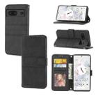 For Google Pixel 7 Embossed Striped Magnetic Buckle Horizontal Flip Phone Leather Case(Black) - 1