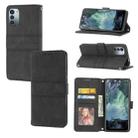 For Nokia G21 / G11 Embossed Striped Magnetic Buckle Horizontal Flip Phone Leather Case(Black) - 1