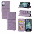 For Nokia G21 / G11 Embossed Striped Magnetic Buckle Horizontal Flip Phone Leather Case(Purple) - 1