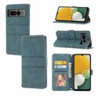 For Google Pixel 7 Pro Embossed Striped Magnetic Buckle Horizontal Flip Phone Leather Case(Green) - 1