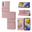 For Samsung Galaxy M23 / F23 5G Japanese Version Embossed Striped Magnetic Buckle Horizontal Flip Phone Leather Case(Pink) - 1