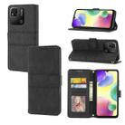 For Xiaomi Redmi 10A Embossed Striped Magnetic Buckle Horizontal Flip Phone Leather Case(Black) - 1