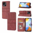 For Xiaomi Redmi 10C 4G Global Embossed Striped Magnetic Buckle Horizontal Flip Phone Leather Case(Red) - 1