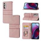 For Motorola Moto G Stylus 5G 2022 Embossed Striped Magnetic Buckle Horizontal Flip Phone Leather Case(Pink) - 1