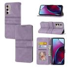 For Motorola Moto G Stylus 5G 2022 Embossed Striped Magnetic Buckle Horizontal Flip Phone Leather Case(Purple) - 1