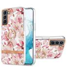 For Samsung Galaxy S22 5G Ring IMD Flowers TPU Phone Case(Pink Gardenia) - 1