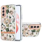 For Samsung Galaxy S21 5G Ring IMD Flowers TPU Phone Case(Green Gardenia) - 1