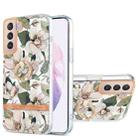 For Samsung Galaxy S21+ 5G Ring IMD Flowers TPU Phone Case(Green Gardenia) - 1