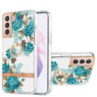 For Samsung Galaxy S21+ 5G Ring IMD Flowers TPU Phone Case(Blue Rose) - 1