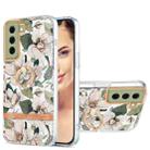 For Samsung Galaxy S21 FE 5G Ring IMD Flowers TPU Phone Case(Green Gardenia) - 1