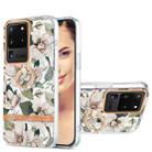 For Samsung Galaxy S20 Ultra Ring IMD Flowers TPU Phone Case(Green Gardenia) - 1