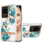 For Samsung Galaxy S20 Ultra Ring IMD Flowers TPU Phone Case(Blue Rose) - 1