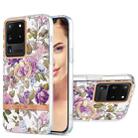 For Samsung Galaxy S20 Ultra Ring IMD Flowers TPU Phone Case(Purple Peony) - 1