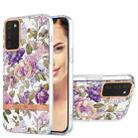 For Samsung Galaxy A02s 166mm Ring IMD Flowers TPU Phone Case(Purple Peony) - 1