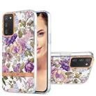For Samsung Galaxy A03s 166mm Ring IMD Flowers TPU Phone Case(Purple Peony) - 1