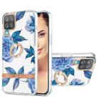 For Samsung Galaxy A12 Ring IMD Flowers TPU Phone Case(Blue Peony) - 1