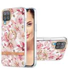For Samsung Galaxy A12 Ring IMD Flowers TPU Phone Case(Pink Gardenia) - 1