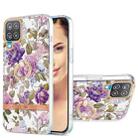 For Samsung Galaxy A12 Ring IMD Flowers TPU Phone Case(Purple Peony) - 1