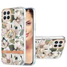 For Samsung Galaxy A22 4G EU / M32 Global Ring IMD Flowers TPU Phone Case(Green Gardenia) - 1