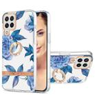For Samsung Galaxy A22 4G EU / M32 Global Ring IMD Flowers TPU Phone Case(Blue Peony) - 1