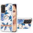 For Samsung Galaxy A52 5G / 4G Ring IMD Flowers TPU Phone Case(Blue Peony) - 1