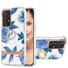For Samsung Galaxy A72 5G / 4G Ring IMD Flowers TPU Phone Case(Blue Peony) - 1