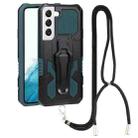 For Samsung Galaxy S22 5G Lanyard Mecha Armor Kickstand PC + TPU Phone Case(Green) - 1