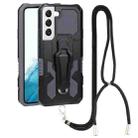 For Samsung Galaxy S22 5G Lanyard Mecha Armor Kickstand PC + TPU Phone Case(Grey) - 1