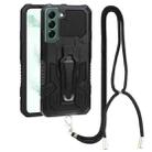 For Samsung Galaxy S22+ 5G Lanyard Mecha Armor Kickstand PC + TPU Phone Case(Black) - 1