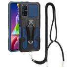 For Samsung Galaxy M52 Lanyard Mecha Armor Kickstand PC + TPU Phone Case(Blue) - 1