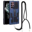 For Samsung Galaxy S22 Ultra 5G Vanguard Lanyard Kickstand TPU + PC Phone Case(Blue) - 1