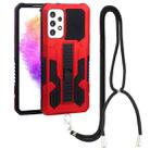 For Samsung Galaxy A73 5G Vanguard Lanyard Kickstand TPU + PC Phone Case(Red) - 1