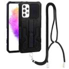 For Samsung Galaxy A73 5G Vanguard Lanyard Kickstand TPU + PC Phone Case(Black) - 1