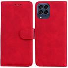 For Samsung Galaxy M53 5G Skin Feel Pure Color Flip Leather Phone Case(Red) - 1