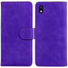 For Sony Xperia Ace III Skin Feel Pure Color Flip Leather Phone Case(Purple) - 1