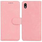 For Sony Xperia Ace III Skin Feel Pure Color Flip Leather Phone Case(Pink) - 1