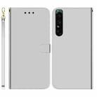 For Sony Xperia 1 IV Imitated Mirror Surface Horizontal Flip Leather Phone Case(Silver) - 1