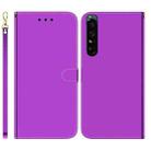 For Sony Xperia 1 IV Imitated Mirror Surface Horizontal Flip Leather Phone Case(Purple) - 1