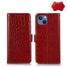 For iPhone 13 Crocodile Top Layer Cowhide Leather Phone Case(Red) - 1