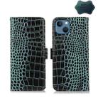 For iPhone 13 Crocodile Top Layer Cowhide Leather Phone Case(Green) - 1