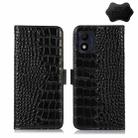 For Alcatel 1B 2022 Crocodile Top Layer Cowhide Leather Phone Case(Black) - 1