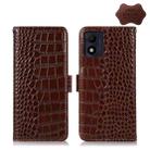 For Alcatel 1B 2022 Crocodile Top Layer Cowhide Leather Phone Case(Brown) - 1