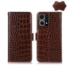 For OPPO Reno7 4G Global/F21 Pro4G Crocodile Top Layer Cowhide Leather Phone Case(Brown) - 1