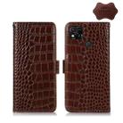 For Xiaomi Redmi 10A / 9C Crocodile Top Layer Cowhide Leather Phone Case(Brown) - 1