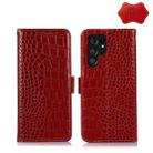 For Samsung Galaxy S22 Ultra 5G Crocodile Top Layer Cowhide Leather Phone Case(Red) - 1