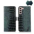 For Samsung Galaxy S22 5G Crocodile Top Layer Cowhide Leather Phone Case(Green) - 1