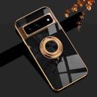 For Google Pixel 7 6D Electroplating Full Coverage Silicone Protective Case with Magnetic Ring Holder(Black) - 1