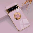 For Google Pixel 7 Pro 6D Electroplating Full Coverage Silicone Protective Case with Magnetic Ring Holder(Light Purple) - 1